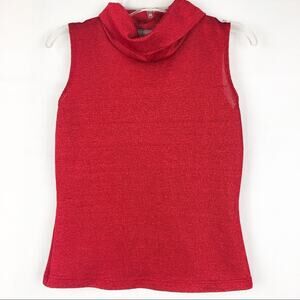 Vintage LOB Y2K Metallic Sleeveless Turtleneck Red Top Size XS Christmas Holiday
